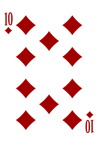 10 of Diamonds, 1/17, 2/15, 3/13, 4/11, 5/9, 6/7, 7/5, 8/3, 9/1