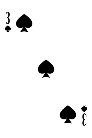 3 of Spades, 1/11, 2/9, 3/7, 4/5, 5/3, 6/1